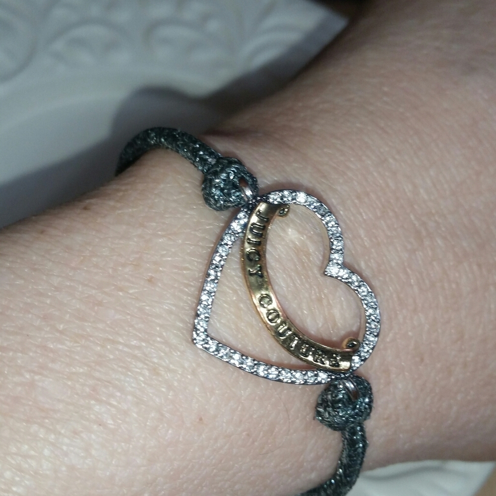 Juicy Couture Silver/Blue Pave' Heart Bracelet